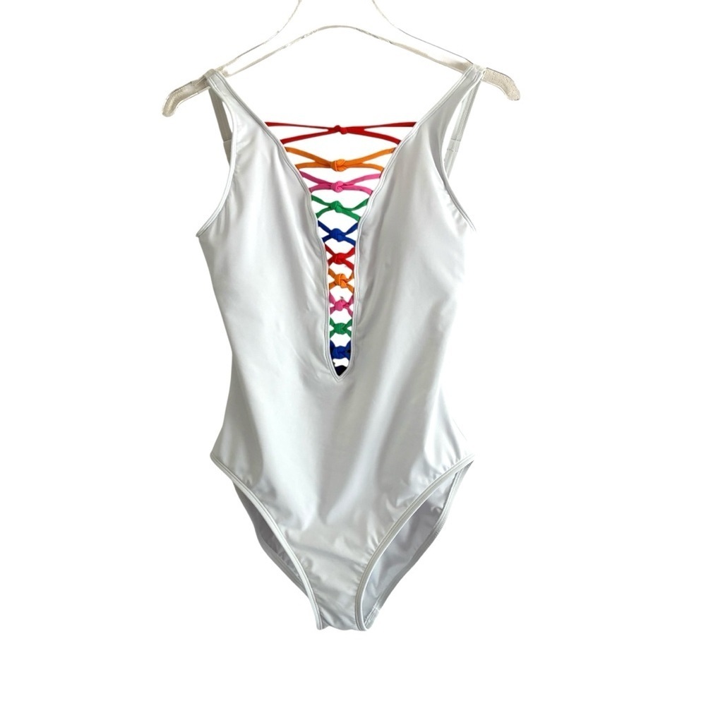 Bleu Rod Beattie Colorful Strappy One Piece Swimsuit Size 6 - Picture 2 of 9